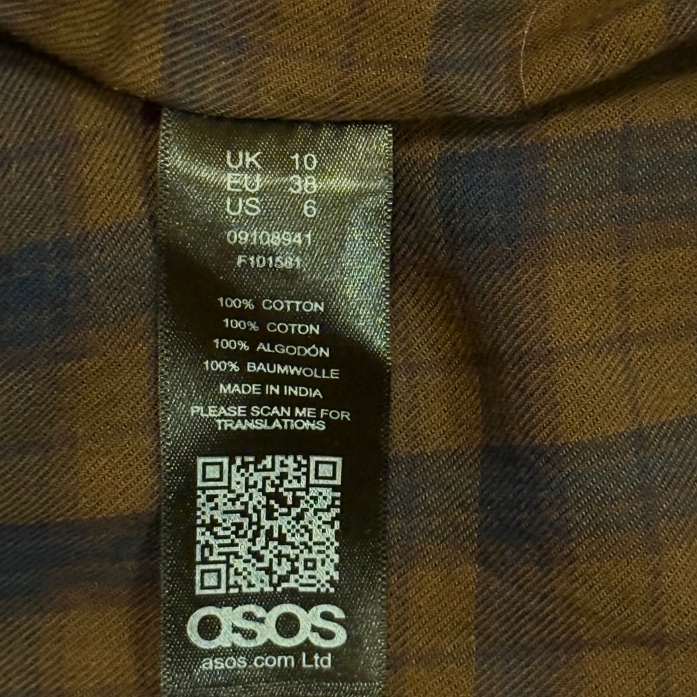ASOS Women’s  Plaid Pants - Brown/ Blue Checkered Barrel Flannel - Picture 7 of 11